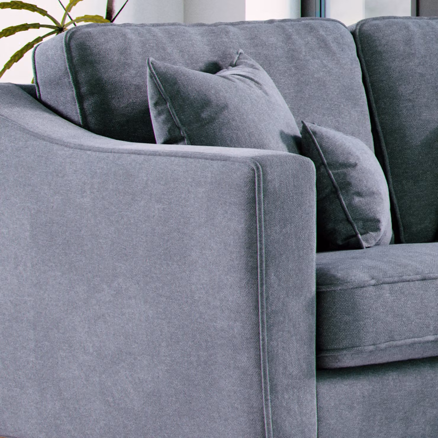 The Great Sofa Company Jackson 3 Seater Blue Chenille Fabric Sofa with Scatter Cushions – 3