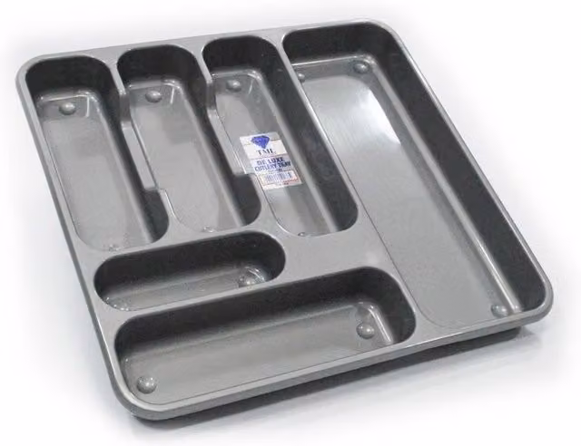 TML Large Silver Plastic Cutlery Tray