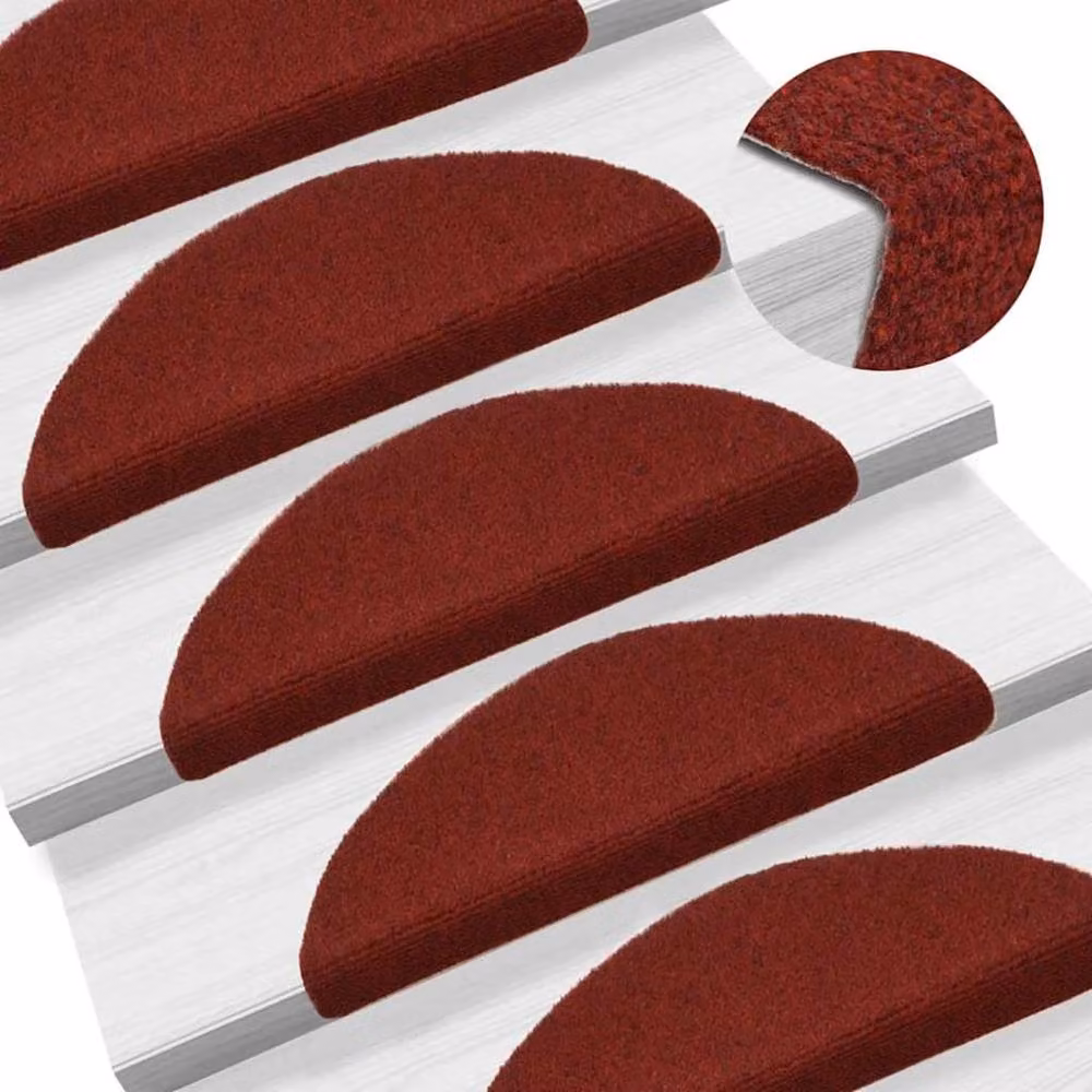 Berkfield Home 15 Piece Self-adhesive Needle Punch Stair Mats, Red, W/D/H: 56 x 17 x 3 cm – 3