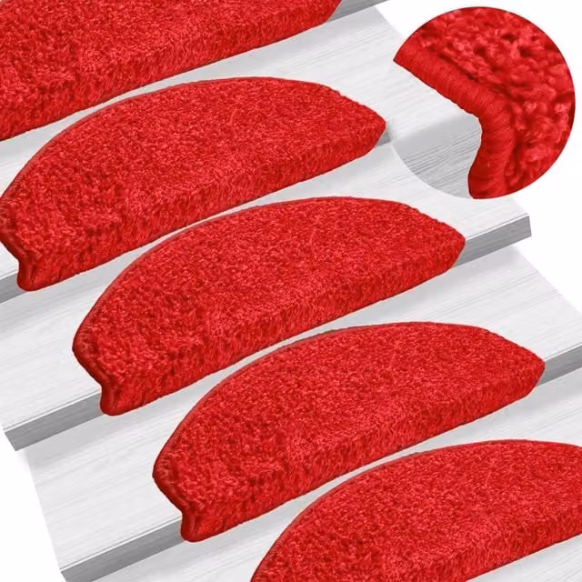 Berkfield Home Self-Adhesive Stair Mats, 10 Pack, Red, W/D/H: 65 x 21 x 4 cm – 1