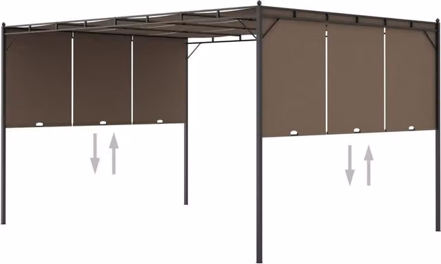 Berkfield Home Garden Gazebo with Side Curtain, Beige, W: 400 cm, D: 300 cm, H: 225 cm