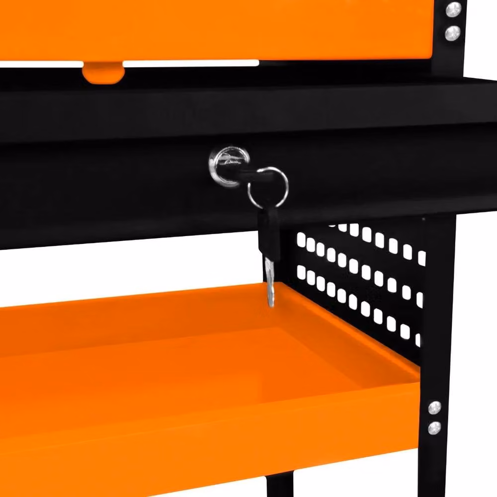 Monstershop T-Mech Lockable Tool Storage Trolley in Orange, Steel – 8