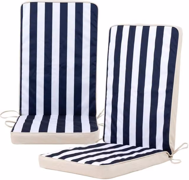 icon Set of 2 Maritime Blue Outdoor High Back Seat Cushions with Water Repellent Fabric – 1