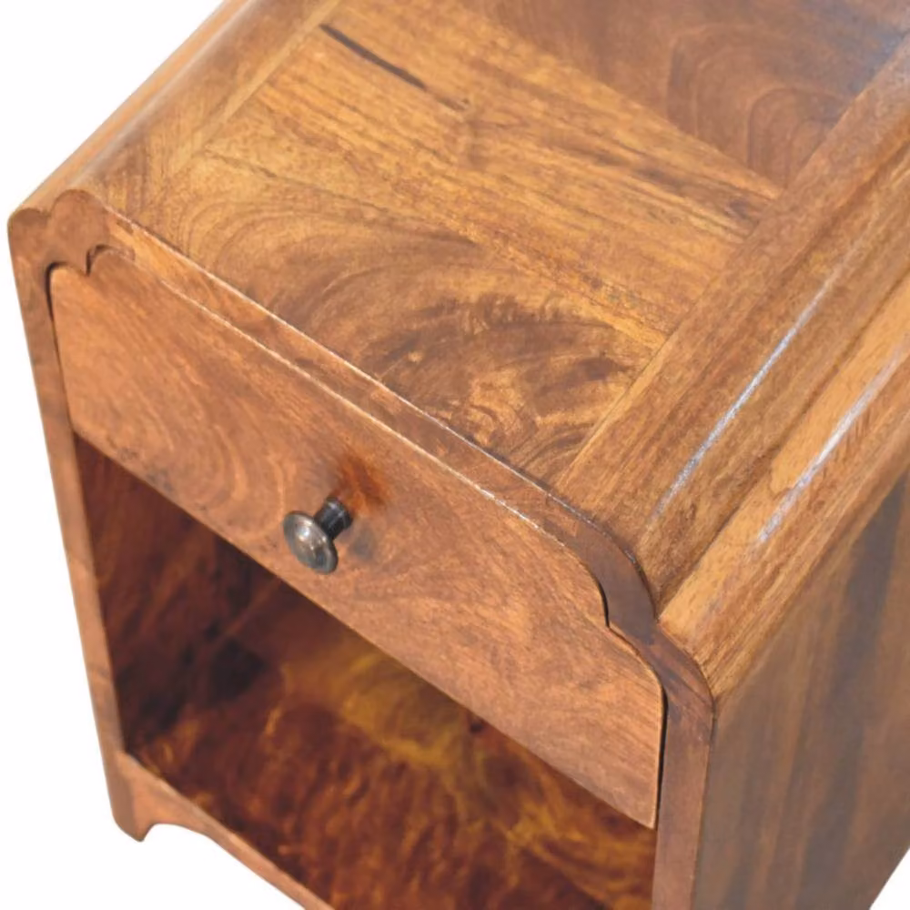 Wyld Haus Paris Mango Wood Bedside Table with Drawer and Shelf in Brown, W/D/H: 40 x 30 x 30 cm – 4