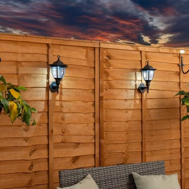 ValueLights Set of 2 Mayfair Black Solar Outdoor Wall Lantern Lights