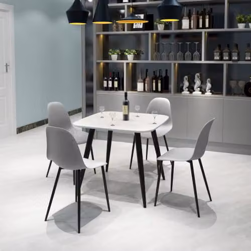 Core Products Aspen Pair of Grey Plastic Armless Dining Chairs with Powder Coated Metal Frame – 2