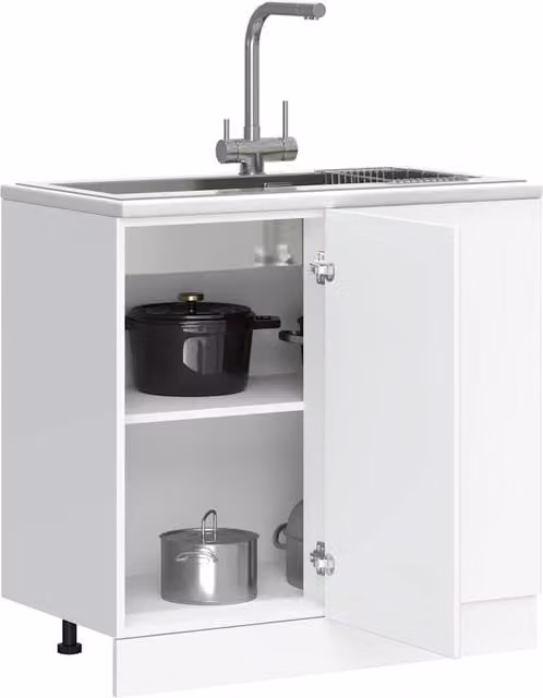 Berkfield Home Freestanding White Matt MDF Kitchen Sink Base Cabinet