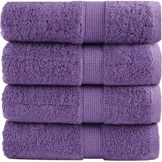 Berkfield Home SOLUND Premium Cotton Terry Guest Towels, Purple, 4 Pack, W: 30 cm, H: 50 cm, 600 gsm – 1