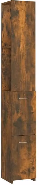 Berkfield Home Modern Wall Mounted Bathroom Cabinet in Smoked Oak Brown, W/D/H: 25 x 26.5 x 170 cm