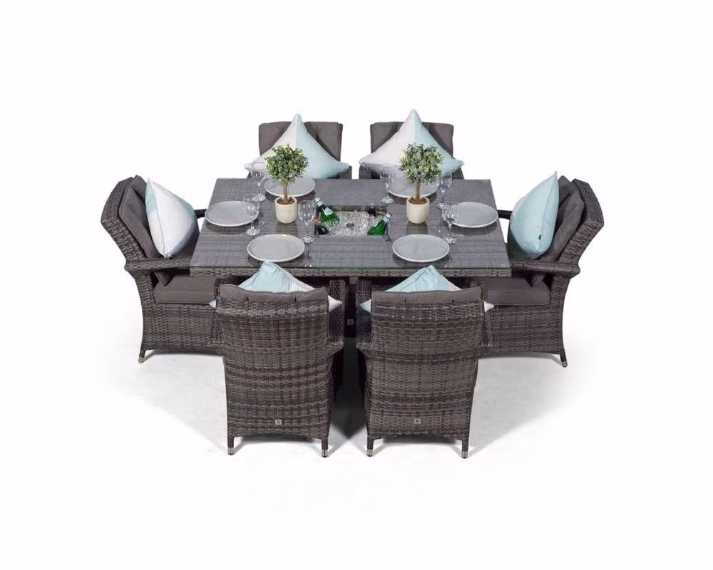 Thats Furniture Arizona 6 Seat Rattan Dining Set with Ice Bucket Drinks Cooler in Grey – 2