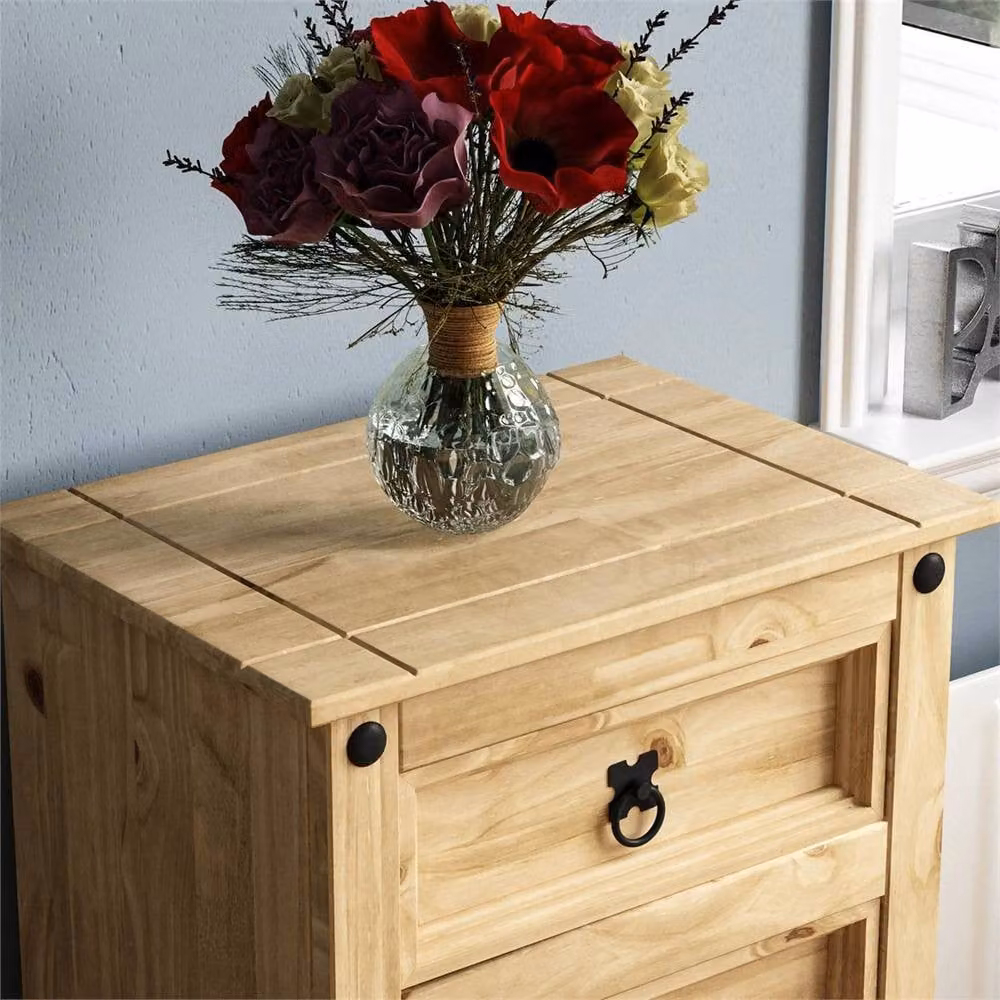 PAWNORA Rustic Mexican 4 Drawer Chest in Natural Wood and Metal – 3