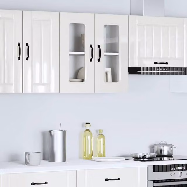 Berkfield Home Kalmar Kitchen Wall Cabinet with Glass Doors in High Gloss White