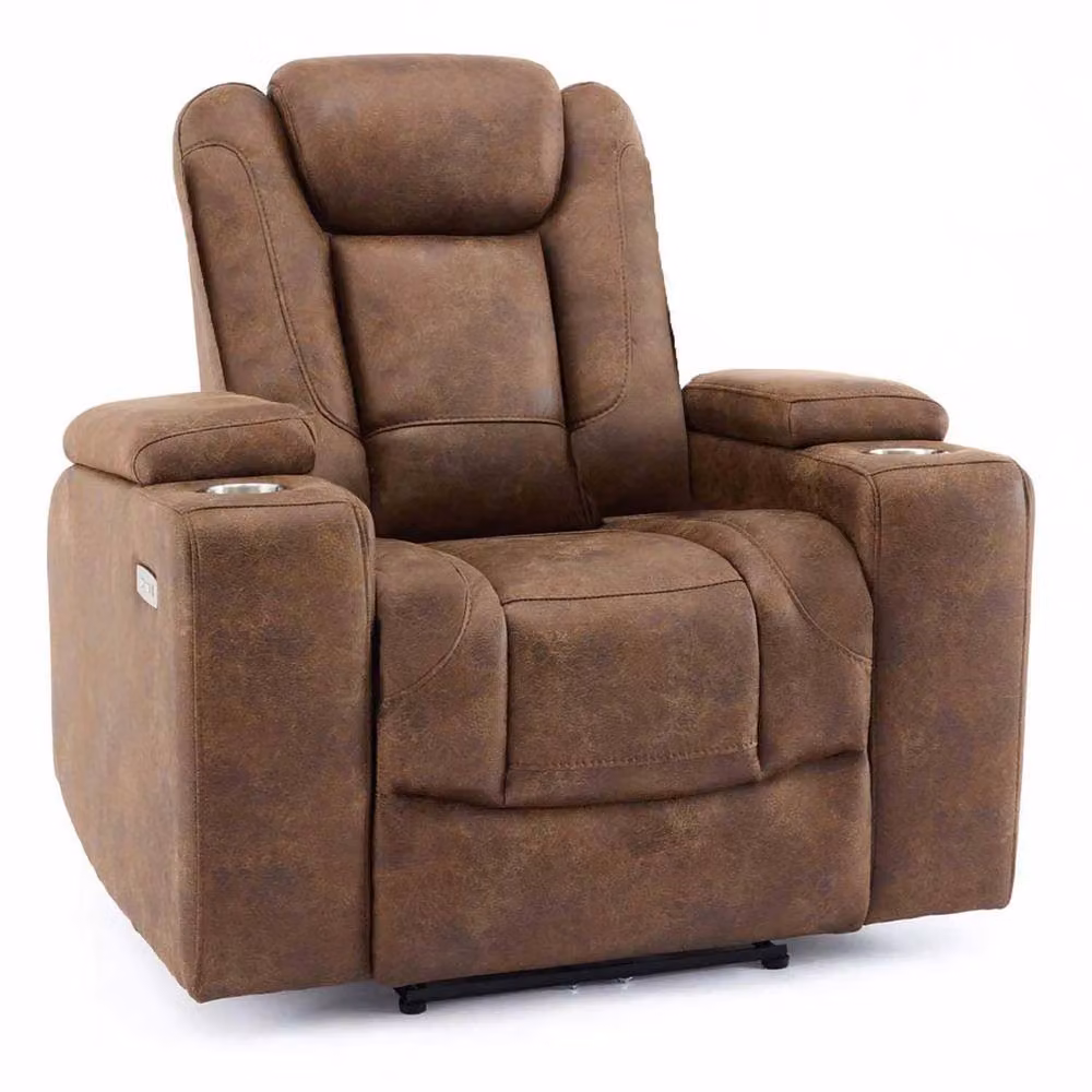 Furnishings For Less UK Juniper Electric Recliner 3+1+1 Sofa Set in Brown with USB Charging, Cup Holders and LED Lighting – 2