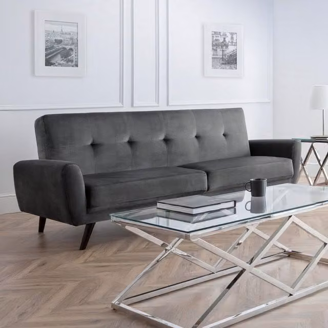 Julian Bowen Monza Grey Velvet 3 Seater Sofa
