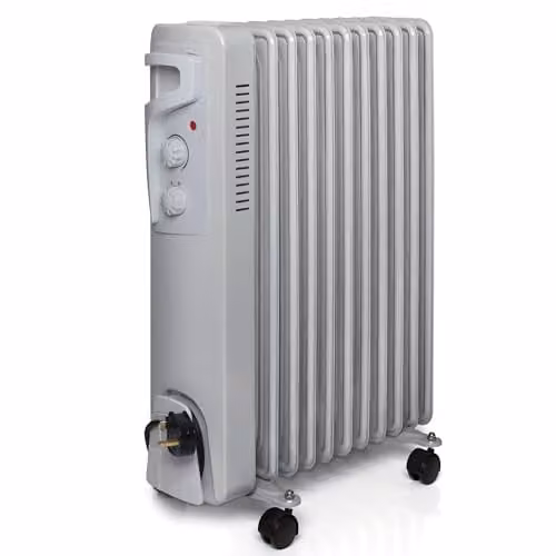 Futura 2500W Oil Filled Radiator, Portable Freestanding Electric Heater in Grey – 1