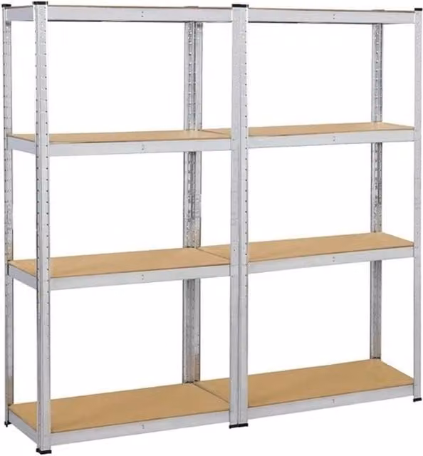 KORVIXA 4-Tier Metal Garage Storage Shelves in Silver, H 160.0 x W 80.0 x D 40.0 cm