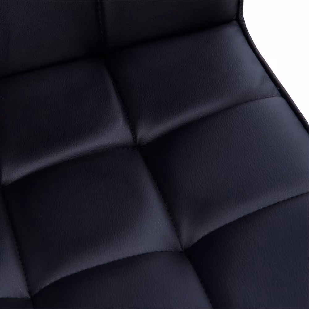 Rolipo Black PU Leather Swivel Vanity and Office Task Chair with Adjustable Height – 6