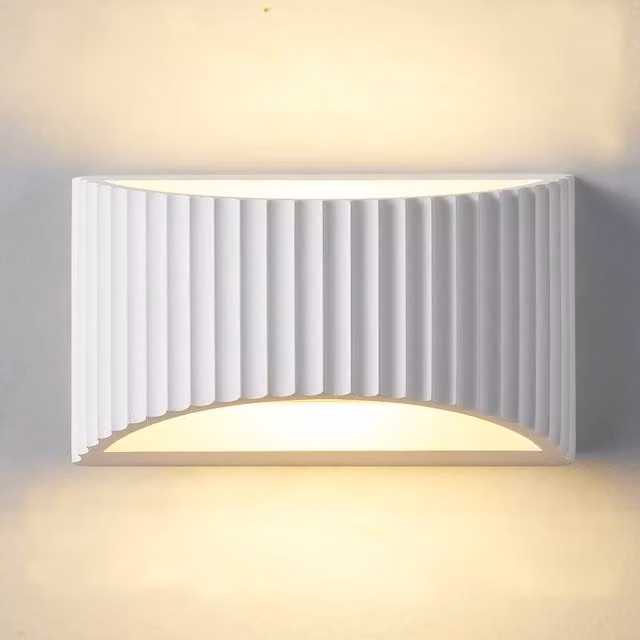 Harper Living Modern White Ceramic Wave Pattern Up and Down Wall Light with G9 Cap