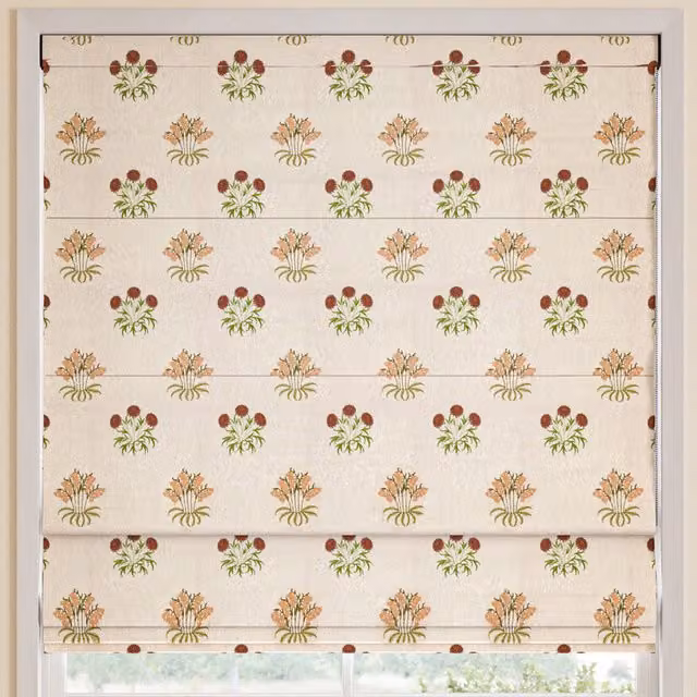 William Morris At Home Made to Measure Blackout Roman Blind in Lily Flower Embroidery Madder Multicolour