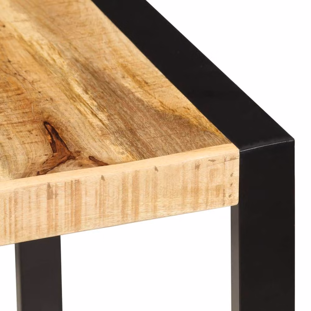 Berkfield Home Dense Rectangular Dining Table in Brown Mango Wood and Black Metal, W: 160 cm, D: 80 cm, H: 75 cm – 3
