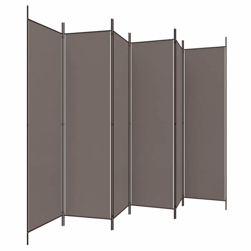 Berkfield Home 6-Panel Room Divider in Anthracite Fabric, W: 300 cm, H: 220 cm – 2