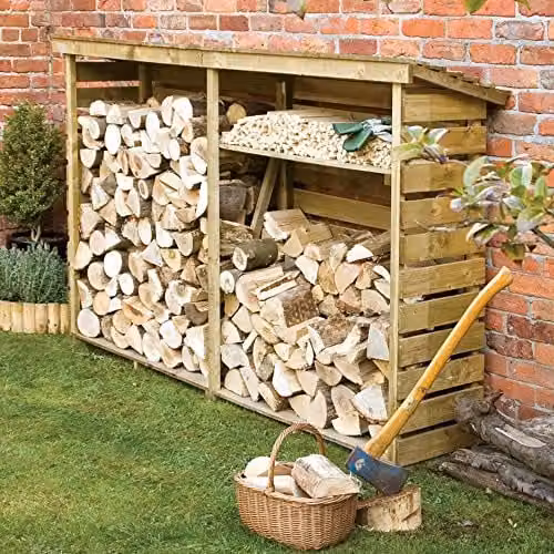 Rowlinson Large Log Store in Brown, W/D/H: 229 x 56 x 156 cm