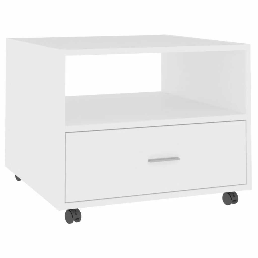 Berkfield Home White Square Coffee Table with Castors, W/D/H: 55 x 55 x 40 cm – 2