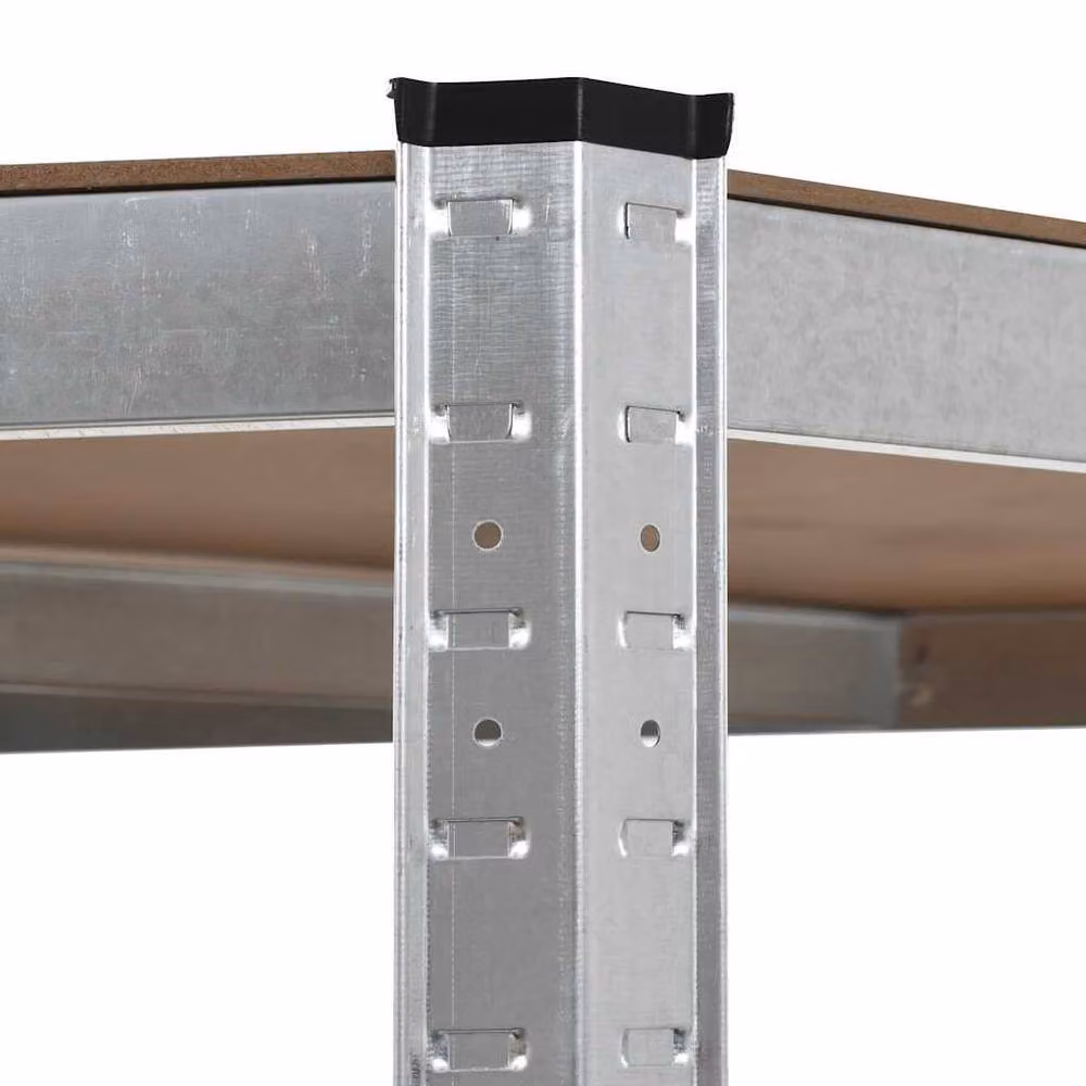Berkfield Home Silver Storage Shelf with Adjustable Shelves, Steel and MDF, W/D/H: 75 x 75 x 180 cm – 3