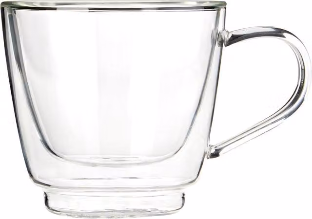 Orsina Insulated Double Wall Glass Mug, 190ml, Transparent with Non-Slip Silicone Base