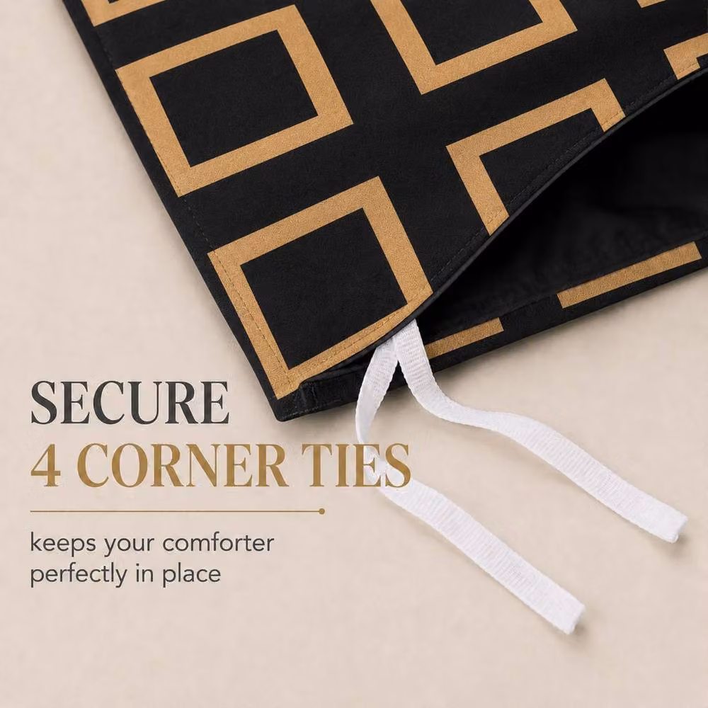 Grace Bedding Premium Soft Microfibre Duvet Cover and Pillowcase Set in Gold, Oeko-Tex Certified, Single W/D/H: 140 x 200 cm – 6