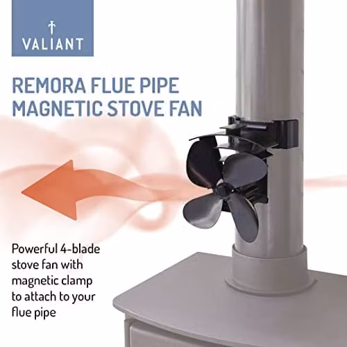 Valiant Remora Magnetic Heat Powered Flue Pipe Stove Fan, Black, 200 mm – 2