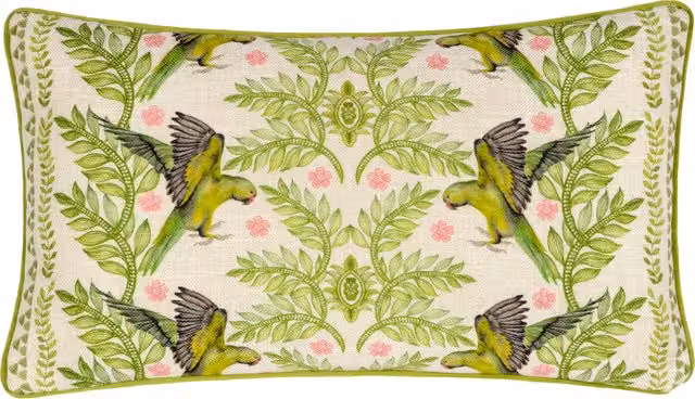 Valera Pedra Parrots Tropical Multicolour Cushion with Polyester and Feather Filling