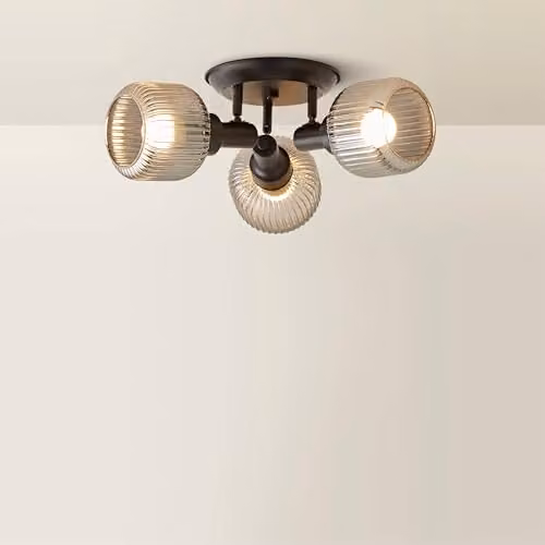 ValueLights Calpe 3 Way Adjustable Ceiling Spotlight with Black and Transparent Glass Shades – 1