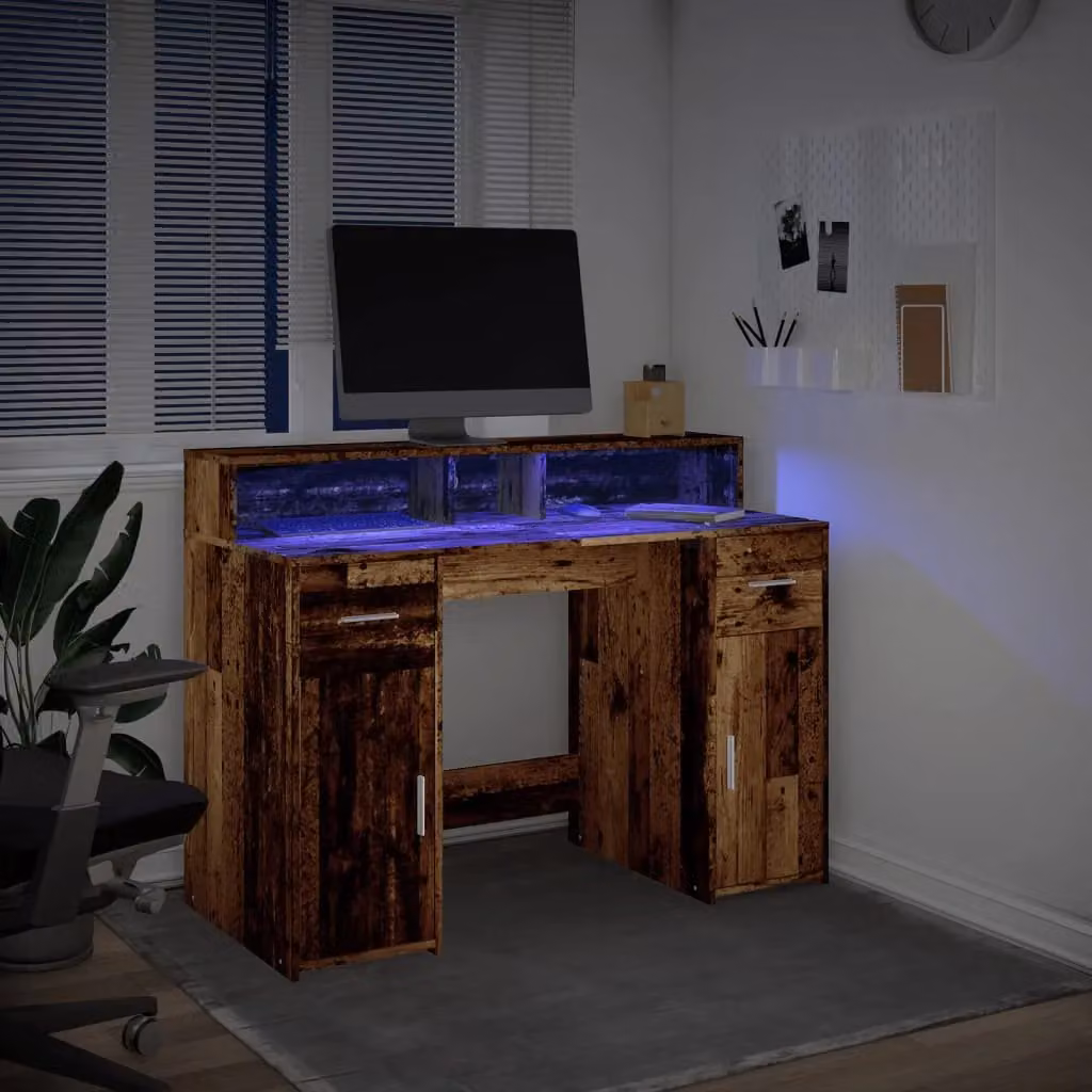 Berkfield Home Gaming Desk with LED Lights in Brown, W/D/H: 120 x 55 x 91 cm – 5