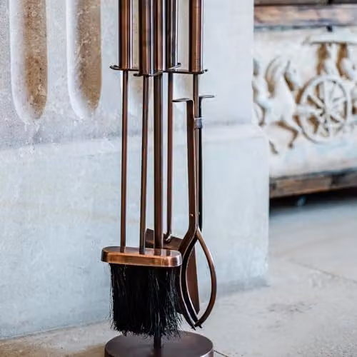 Ivyline Freestanding Fireside Companion Set in Bronze with Metal and Ceramic Accessories, H 50 x W 15 x D 15 cm – 2