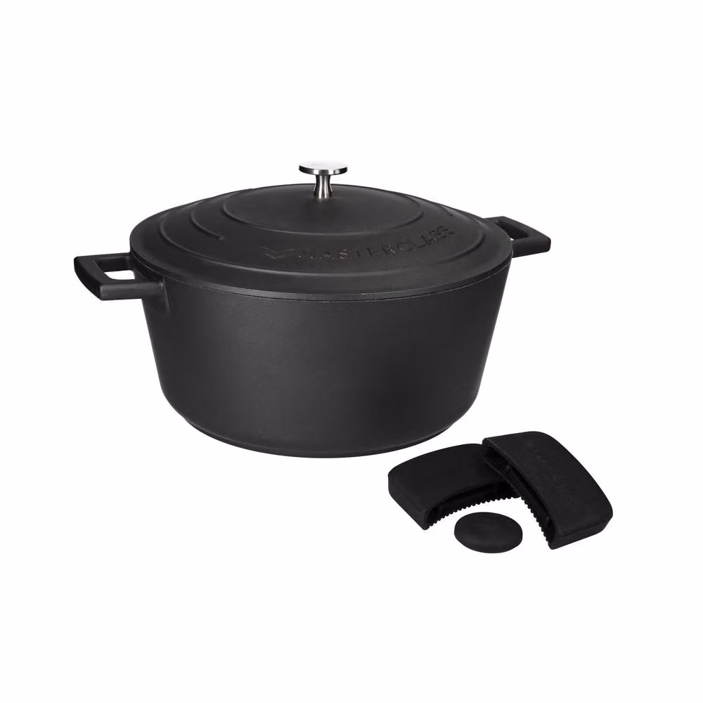 MasterClass Large Non-Stick Cast Aluminium Casserole Dish with Handle Covers, Black, 5L – 2