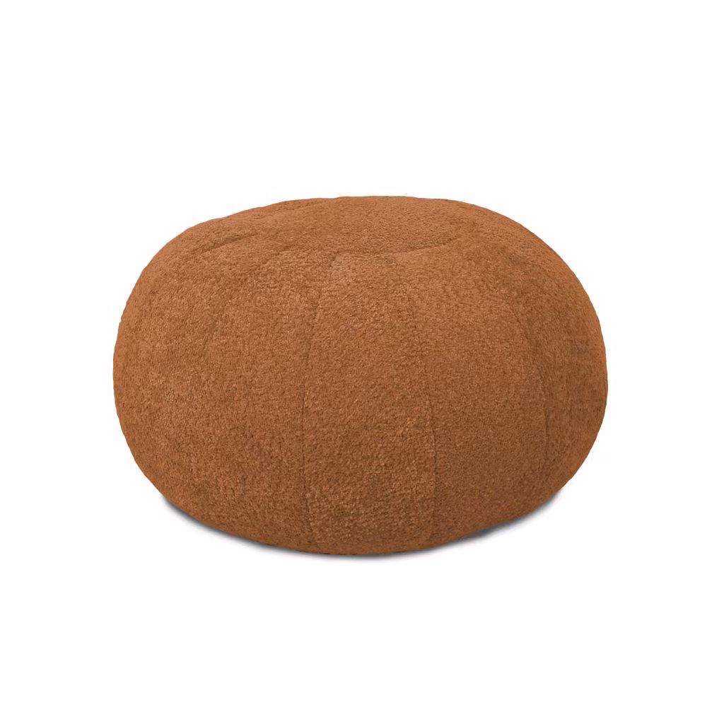 rucomfy Indoor Snug Pouffe Bean Bag Footstool in Burnt Orange Bouclé Fabric – 3