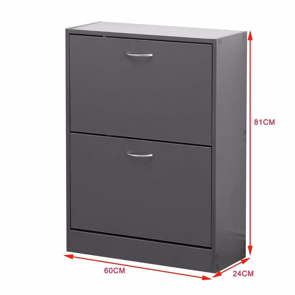 FORGEVIO Modern Grey Wall-Mounted Shoe Cabinet with 2 Drawers and Tilting Compartments – 2
