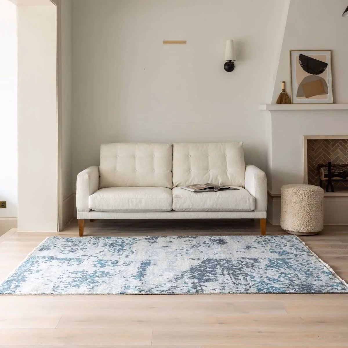 Atkin and Thyme Lena Hand Knotted Abstract Wool Rug, Blue, W: 170 cm, L: 240 cm