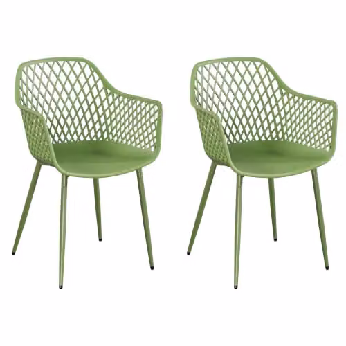 Core Products Sunray Outdoor Dining Chairs Set of 2, Modern Lattice Armchairs with Matt Steel Powder-Coated Legs for Garden or Indoor Use – 1