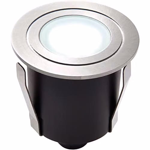 Loops Recessed LED Outdoor Guide Light in Silver Stainless Steel with Cool White Light, IP67 Rated – 1