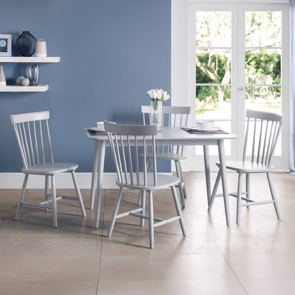 Cheshire Torvale Scandinavian Grey Lacquered Wood Dining Chairs - Set of 4 – 3