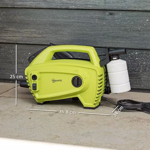 Outsunny 1600W High Pressure Washer, 130 Bar Pressure, 390 L/h Flow, Green – 7