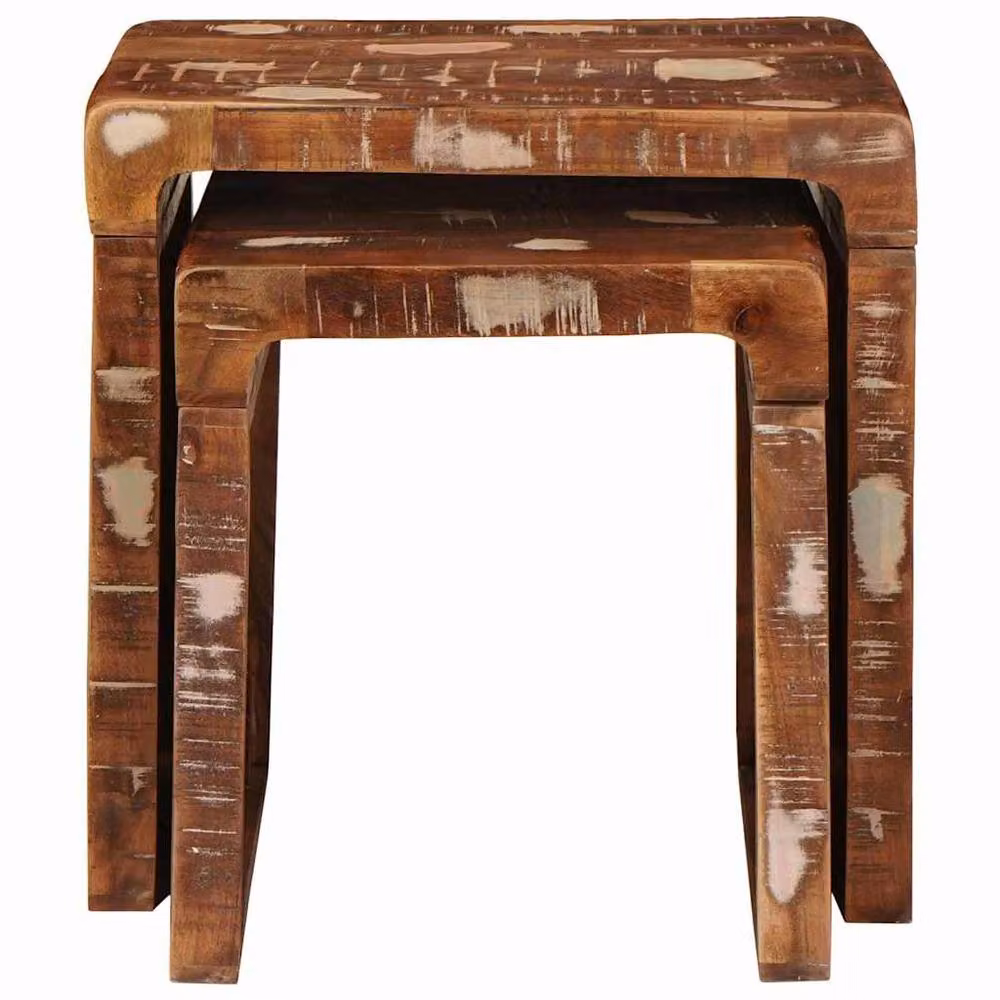 Berkfield Home Multicolour Solid Reclaimed Wood Nested End Tables – 2