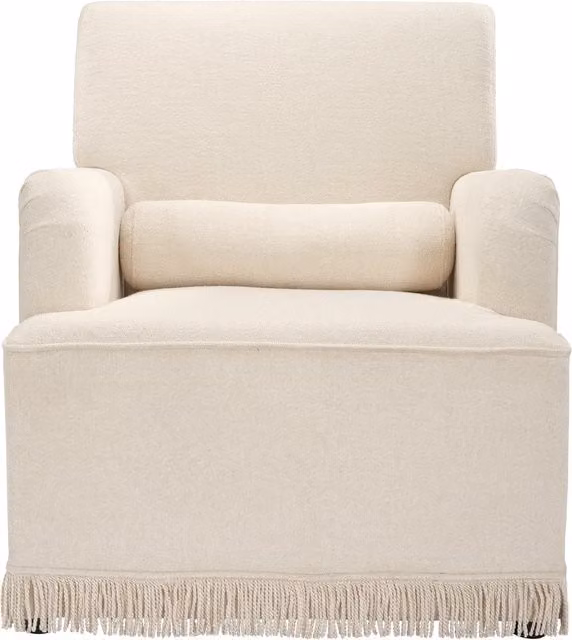 LPD Home Josephine Bouclé Fabric Tub Chair in Crema Beige and White