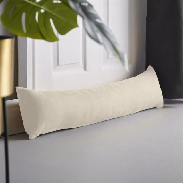 Livinluxury Velvet Chenille Draught Excluder in Beige and Yellow
