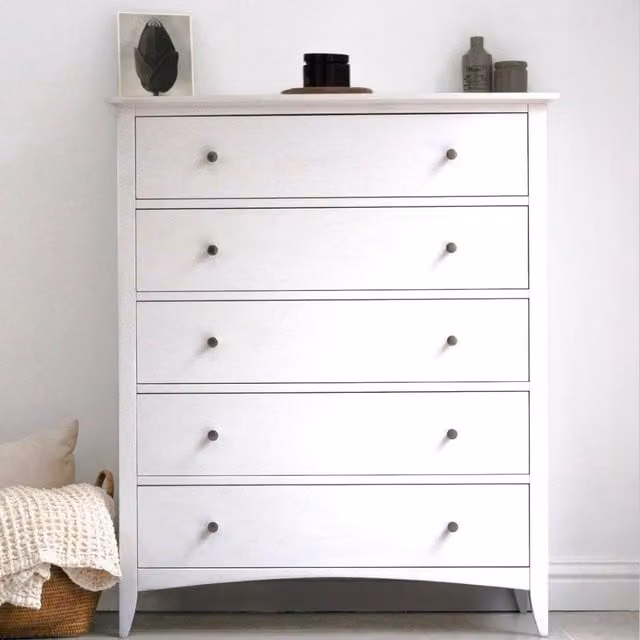 Statement Furniture Edward Hopper 5 Drawer Chest of Drawers in White – 1