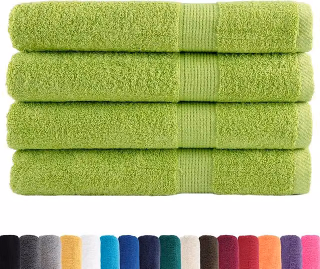 Berkfield Home SOLUND Premium Cotton Terry Towels, 4 Piece Set, Apple Green, W: 100 cm, L: 200 cm, 600 gsm