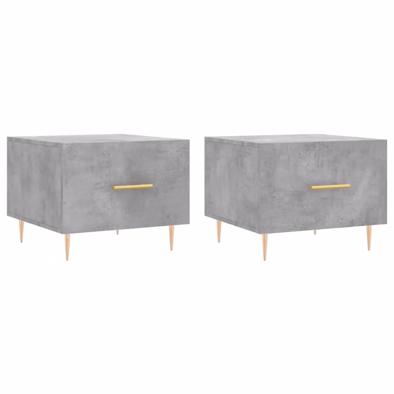 Berkfield Home Set of 2 Modern Square Coffee Tables in Concrete Grey, W/D/H: 50 x 50 x 40 cm