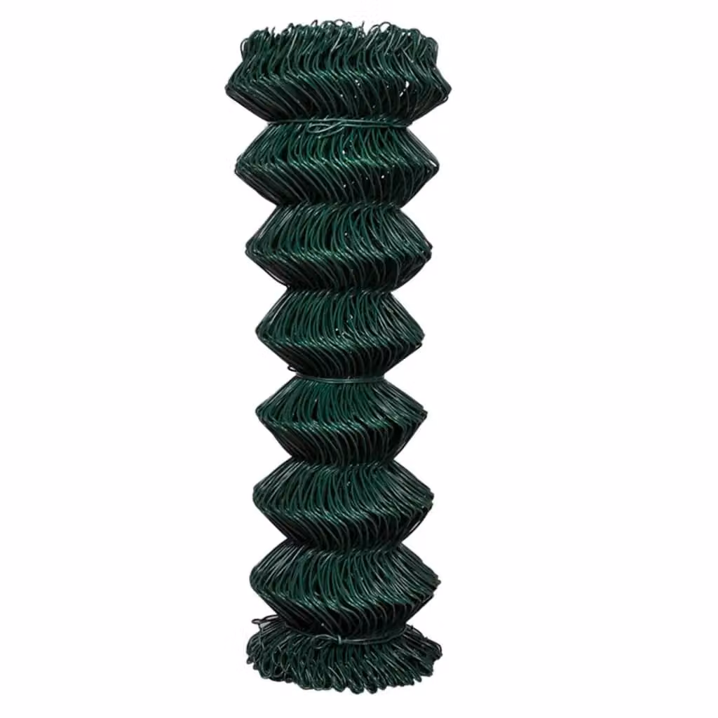 Berkfield Home Green PVC-Coated Steel Chain Link Fence, 1.25 x 15 m – 2